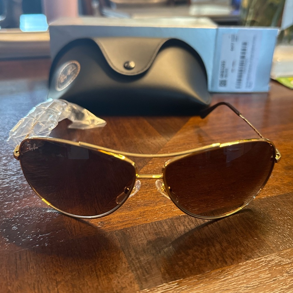 NWT Ray-Ban Aviator RB3293 Sunglasses - Gold Frame with Brown Lenses - Picture 5 of 8